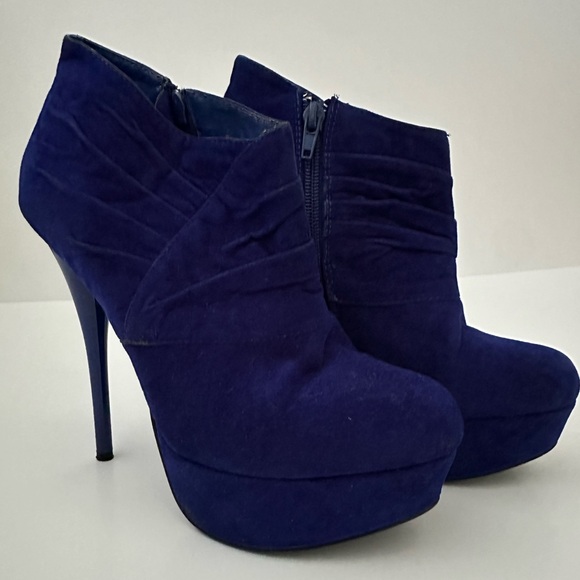 Deb Royal Blue Heeled Ankle Boots 5 inches - Picture 1 of 3